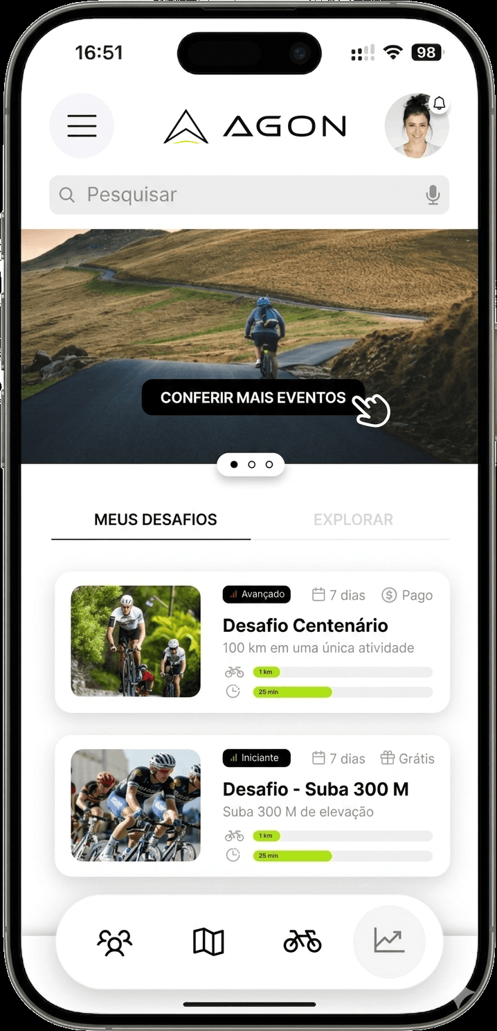 Mockup do aplicativo AGON